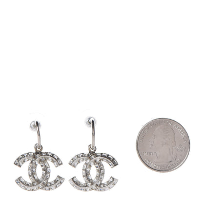 Chanel Baguette Crystal CC Dangle Earrings Silver 2 of 6