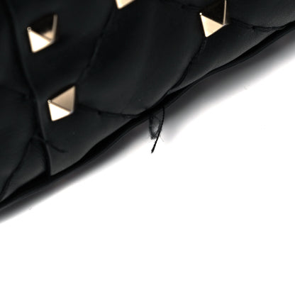 Valentino Garavani Lambskin VLTN Print Medium Rockstud Spike Shoulder Bag Black 9 of 10