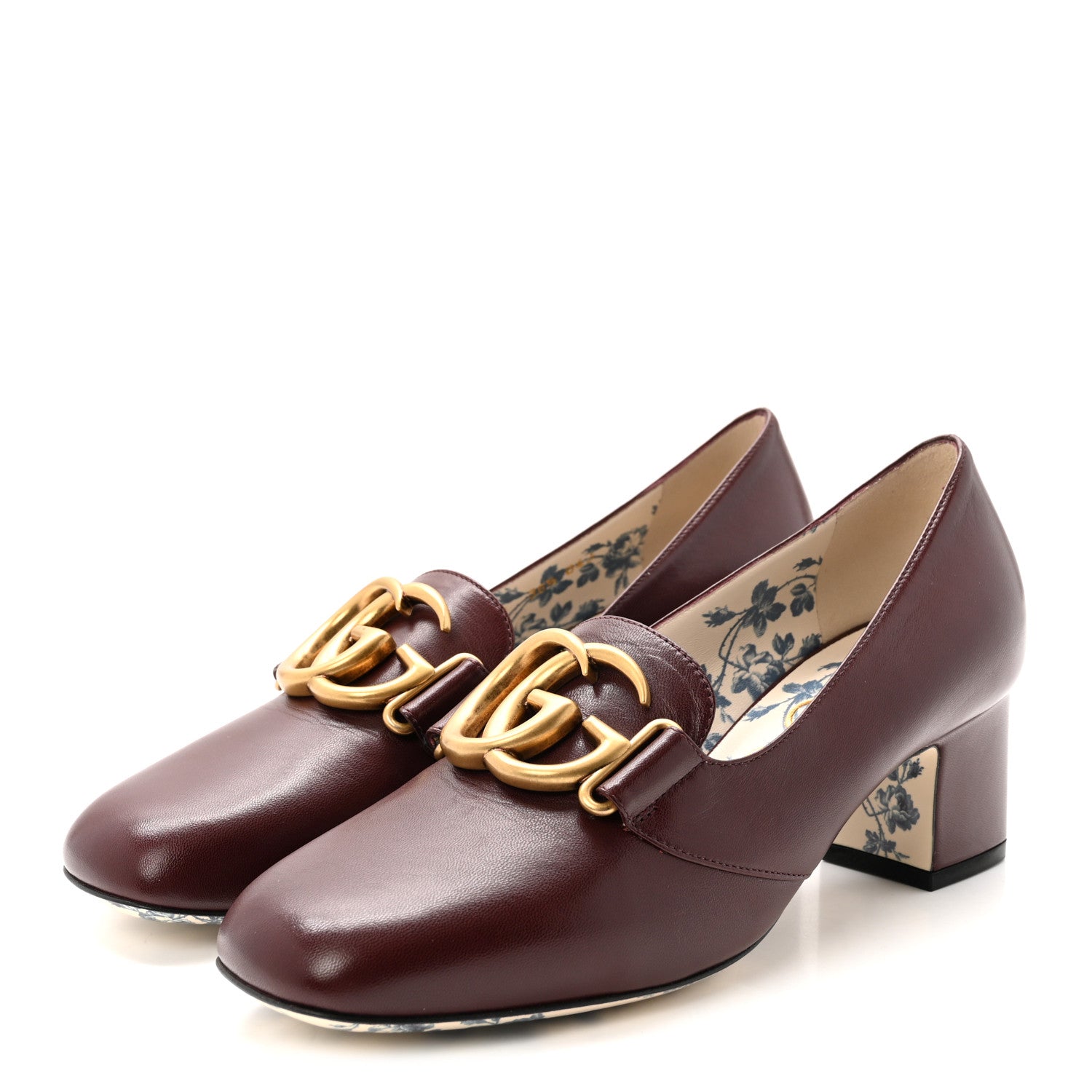 Gucci Malaga Kid GG Victoire 55mm Loafer Pumps 36.5 Vintage Bordeaux 4 of 9