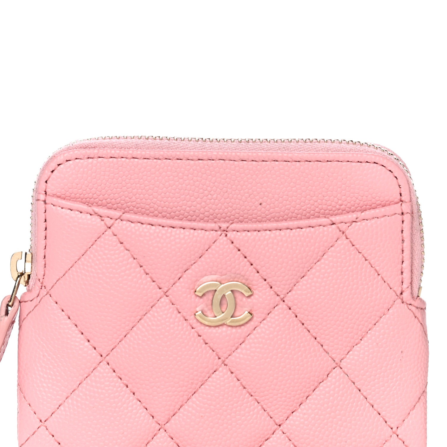 Chanel Caviar Quilted Zip Card Holder Wallet Pink 8 of 11