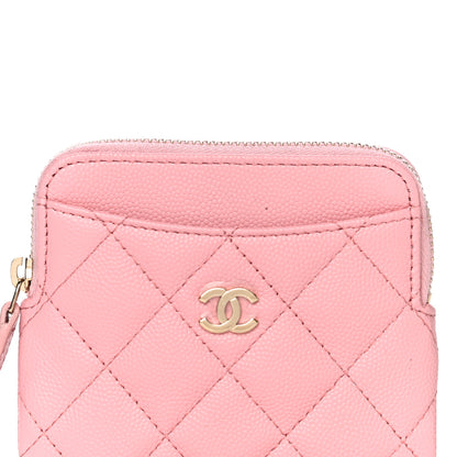 Chanel Caviar Quilted Zip Card Holder Wallet Pink 8 of 11