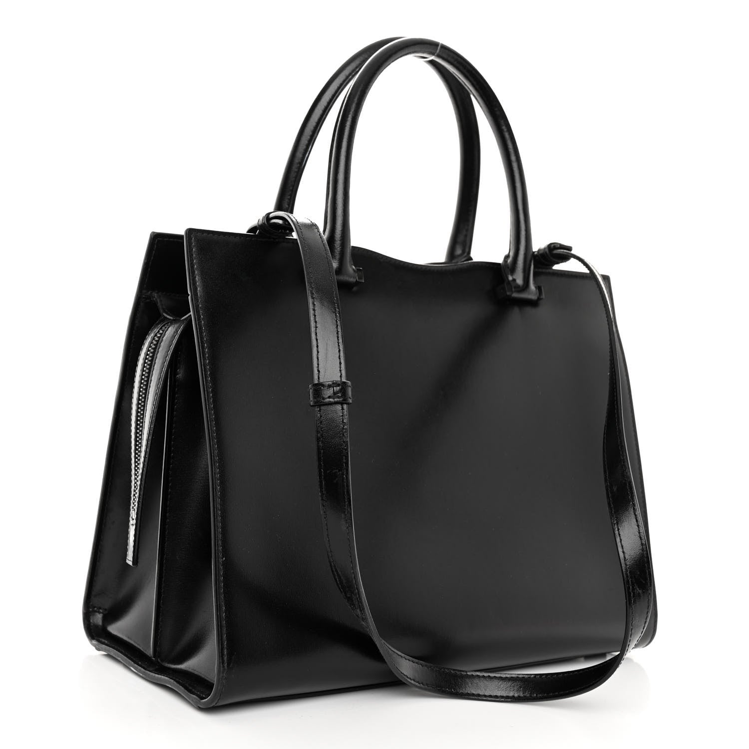 Saint Laurent Shiny Calfskin Medium Uptown Tote Black 3 of 10