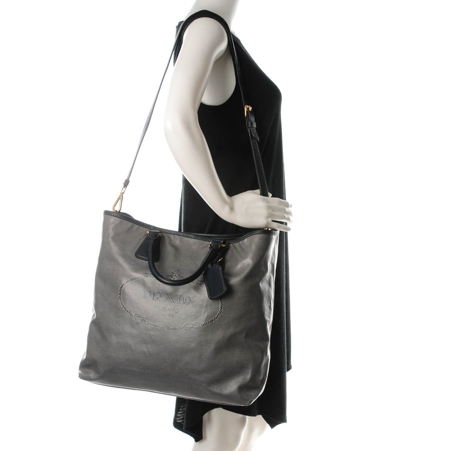 Coated Jacquard Logo Tote Blue