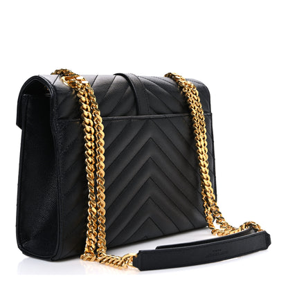 Saint Laurent Grain De Poudre Matelasse Chevron Medium Monogram Satchel Black Black 3 of 10