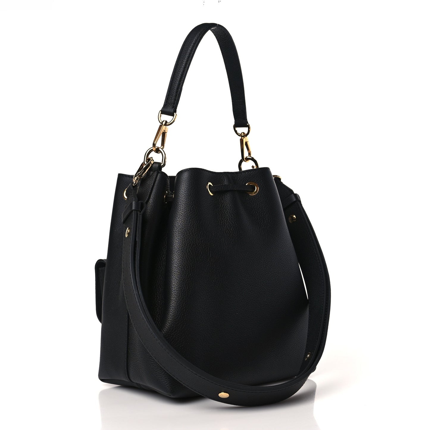 Calfskin Lockme Bucket MM Black