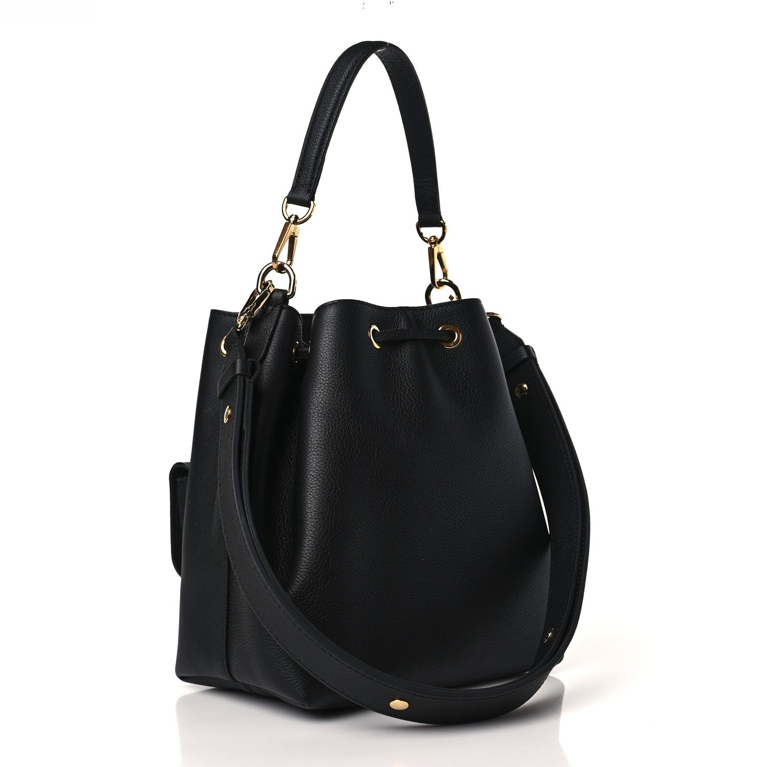 Louis Vuitton Calfskin Lockme Bucket MM Black 3 of 10