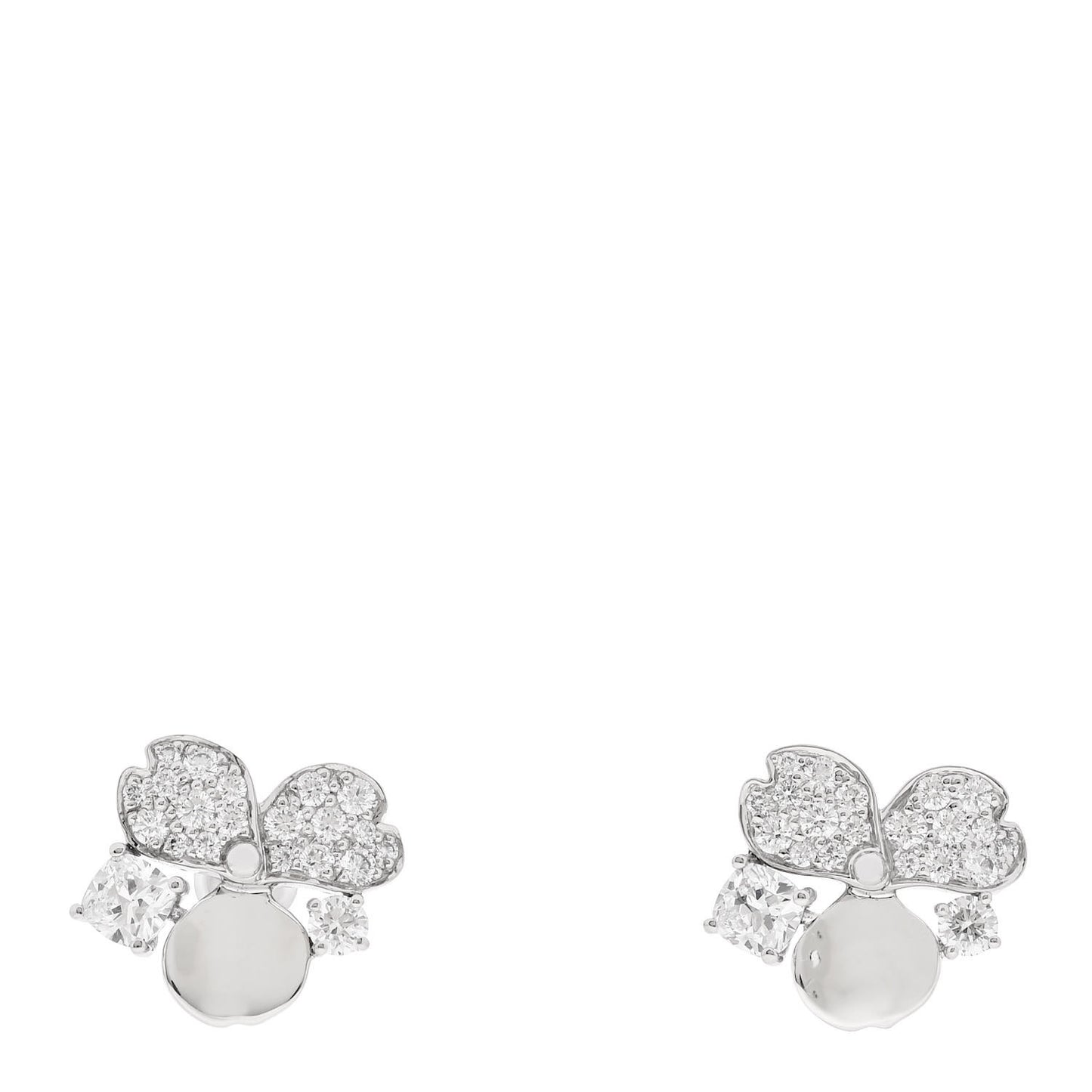 Platinum Diamond Paper Flowers Cluster Earrings