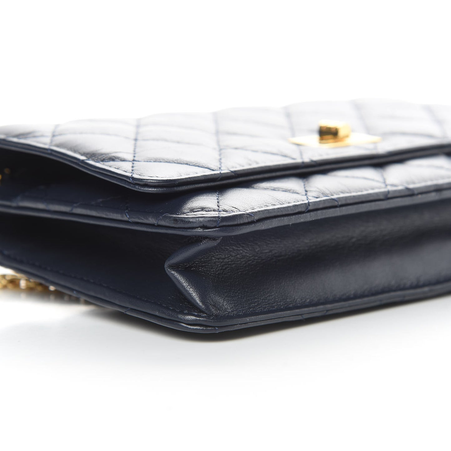 Aged Calfskin Quilted Reissue Wallet On Chain WOC Navy Blue