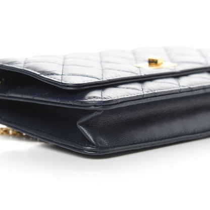 Chanel Aged Calfskin Quilted Reissue Wallet On Chain WOC Navy Blue 10 of 14