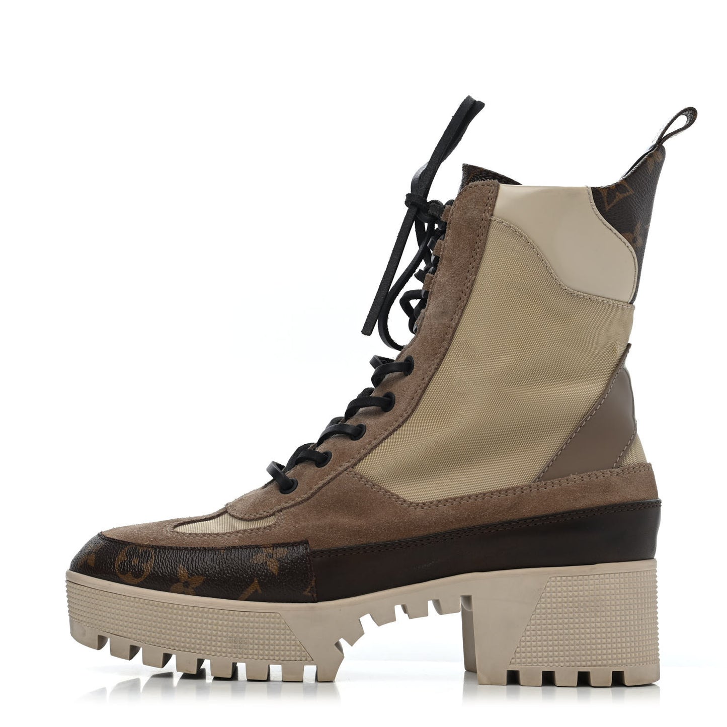 Suede Calfskin Monogram Laureate Platform Desert Boots 41 Beige