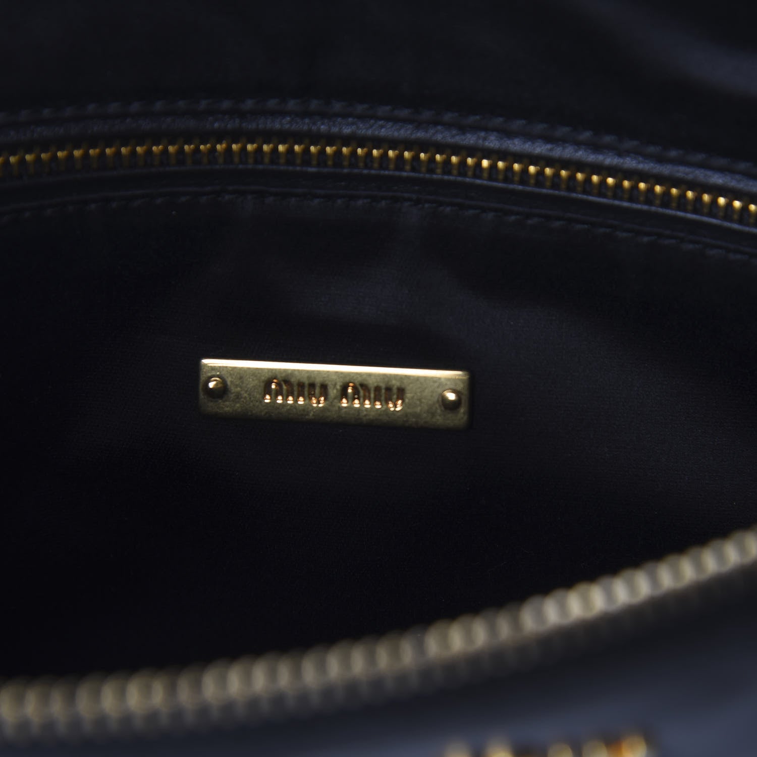 Miu Miu Soft Calf Studded Zip Pouch Black 5 of 9