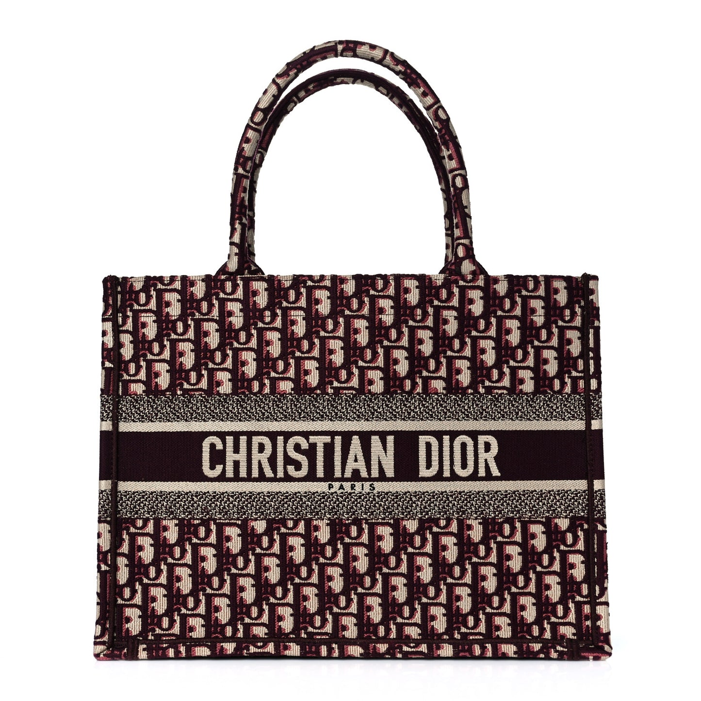 Oblique Medium Book Tote Burgundy Multicolor