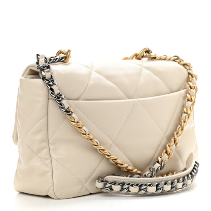 Chanel Lambskin Quilted Large Chanel 19 Flap Light Beige 3 of 9