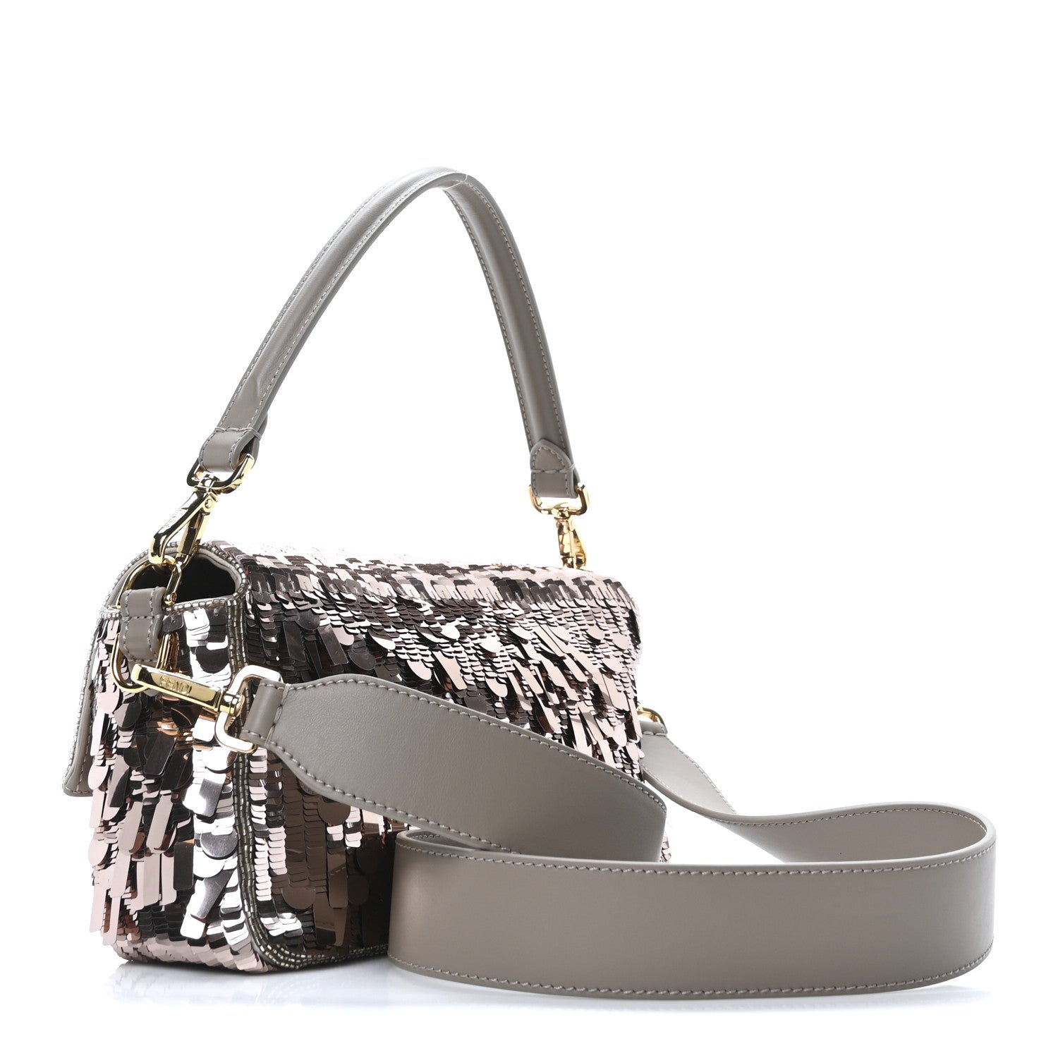 Fendi Sequin Paillettes Vitello Grace Sex and the City Baguette Tortora 3 of 10