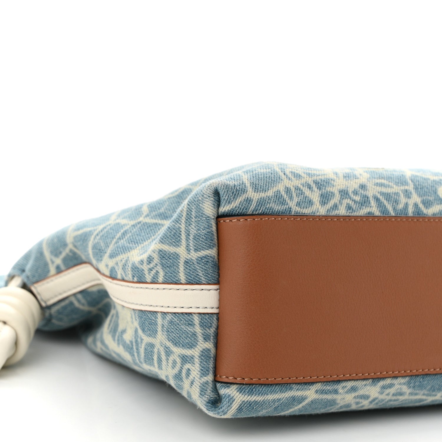 Loewe Denim Calfskin Mermaid Print Paula's Ibiza Flamenco Knot Bag Blue Tan 9 of 10