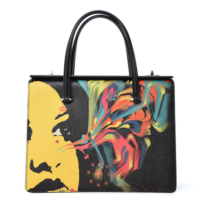 Prada Saffiano Girl Print Satchel Black Ginestra 1 of 10