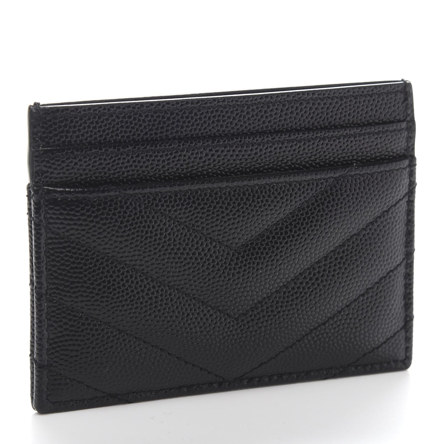 Grain De Poudre Matelasse Chevron Monogram Credit Card Case Black