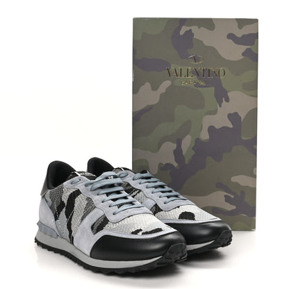 Valentino Garavani Mesh Suede Camouflage Mens Rockrunner Sneakers 10 Grey 9 of 9