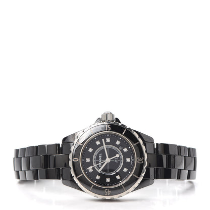 Chanel Stainless Steel Ceramic Diamond 33mm J12 Quartz Watch Black 2 of 7