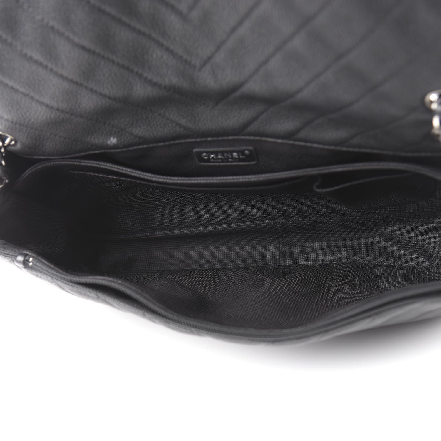 Chanel Calfskin Chevron Quilted XXL Travel Flap Bag Black 5 of 12
