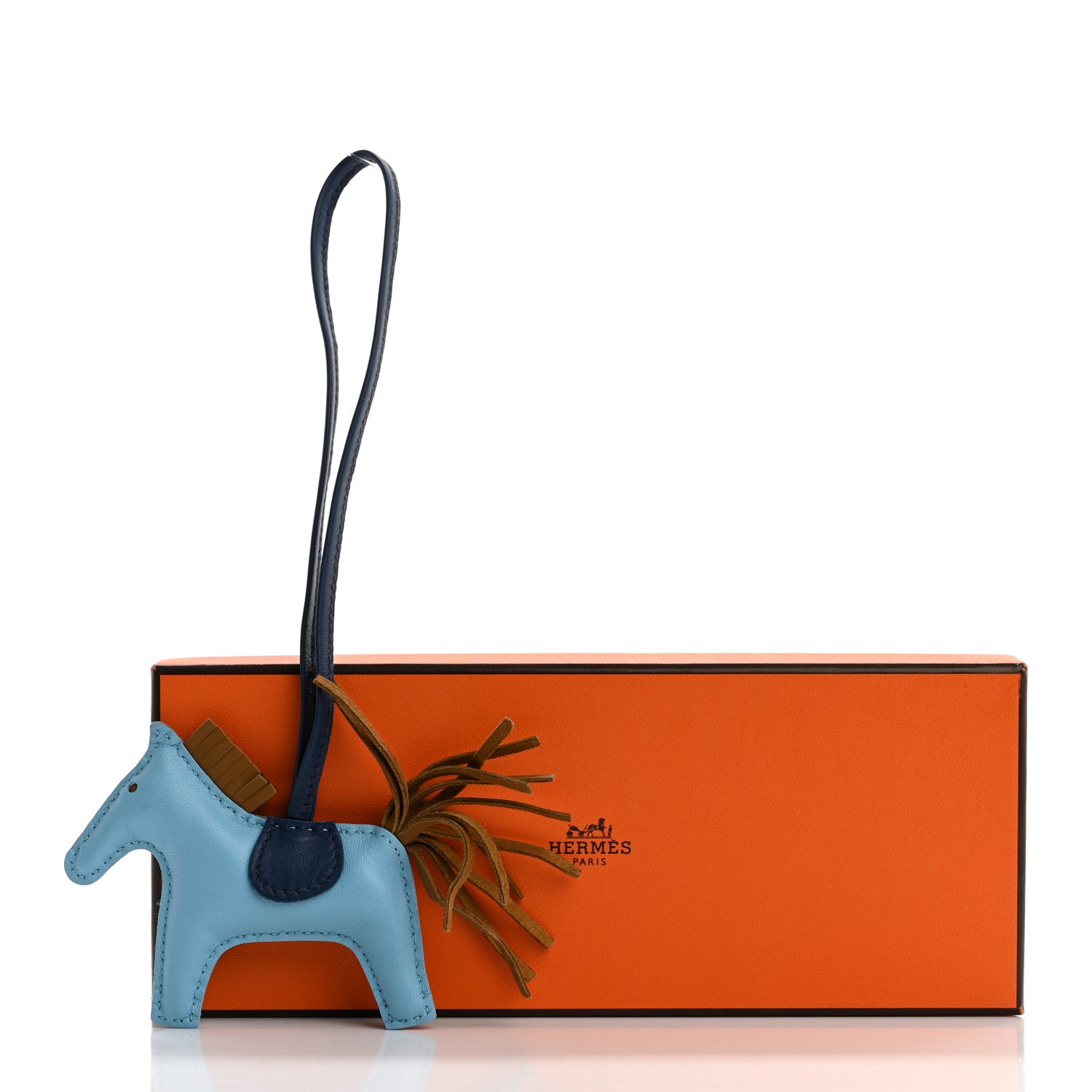 Hermes Milo Lambskin Grigri Rodeo Horse Bag Charm PM Celeste Bleu De Malte Kraft 4 of 4