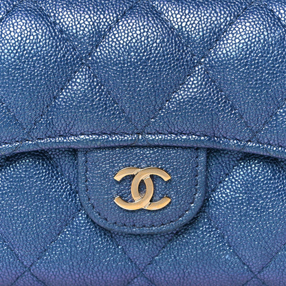 Chanel Iridescent Caviar Flap Quilted Card Holder Wallet Dark Blue 9 of 10