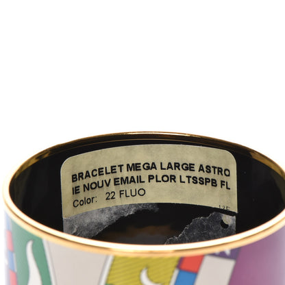 Hermes Enamel Printed Mega Wide Astrologie Bracelet 65 Vert Fluo Rose Indien Cobalt 4 of 7
