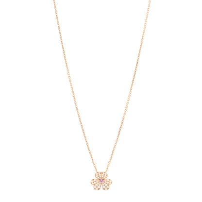 Van Cleef & Arpels 18K Rose Gold Diamond Pink Sapphire Small Frivole Pendant Necklace 1 of 5