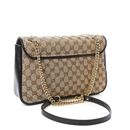 Gucci Monogram Azalea Calfskin Matelasse Diagonal Medium GG Marmont Shoulder Bag Beige Ebony Black 2 of 9