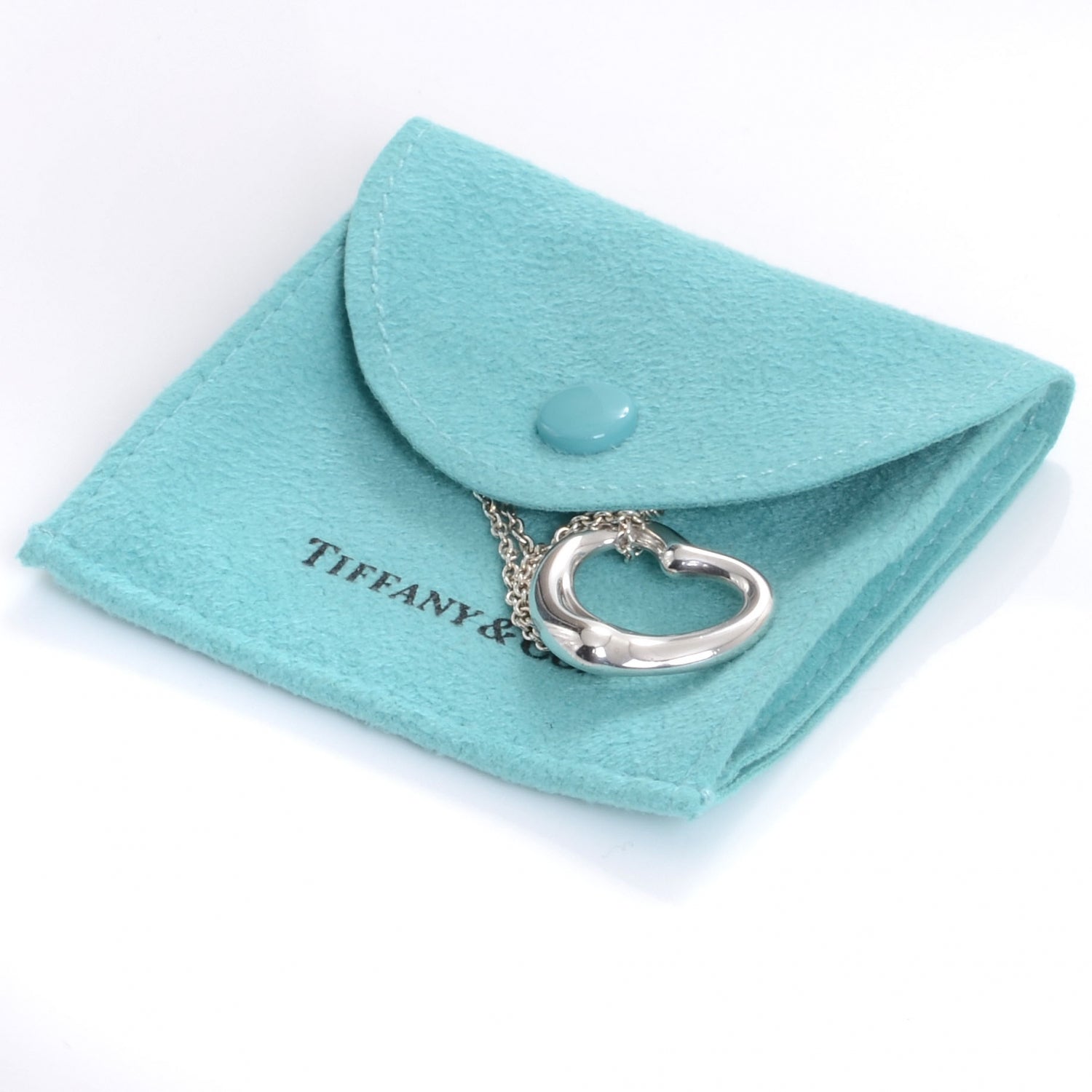 Tiffany Sterling Silver 16mm Elsa Peretti Open Heart Pendant Necklace 6 of 6