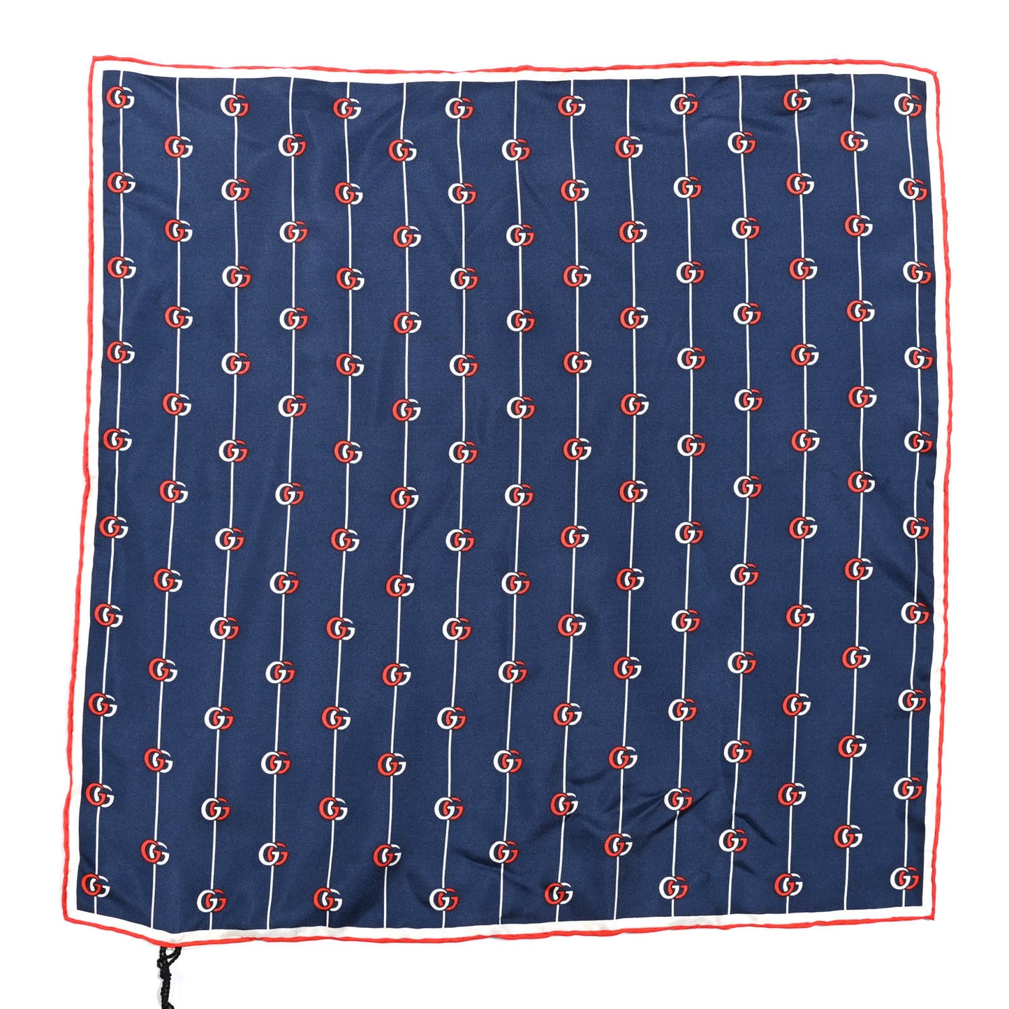 Silk GG Print Scarf Blue Red White