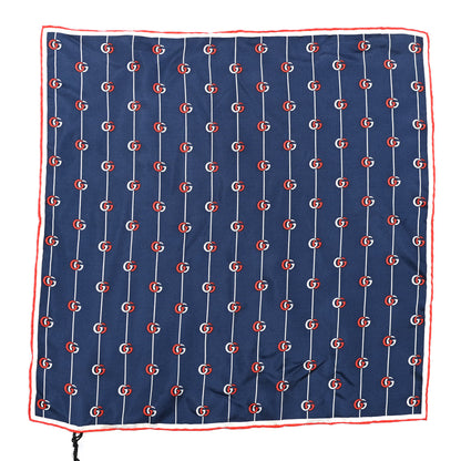 Gucci Silk GG Print Scarf Blue Red White 1 of 3