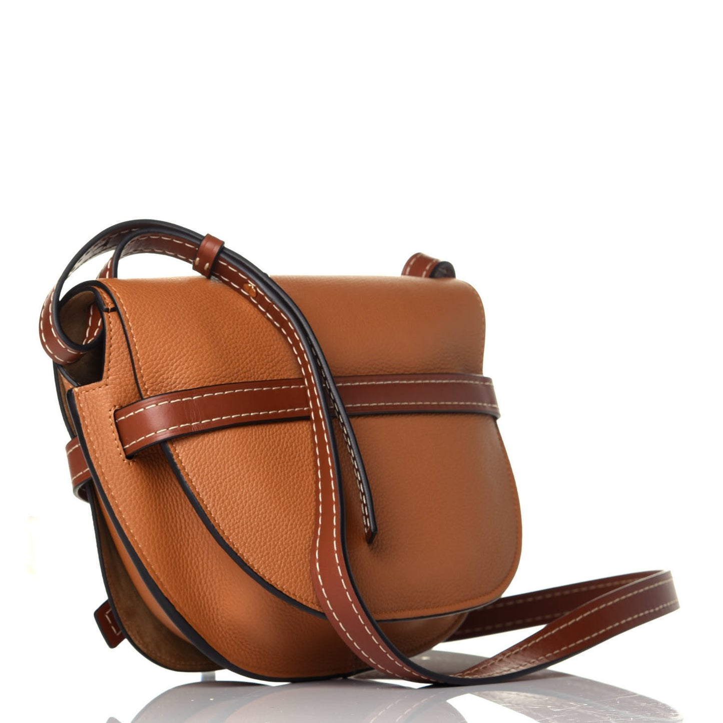 Grained Calfskin Small Gate Crossbody Bag Caramel Pecan