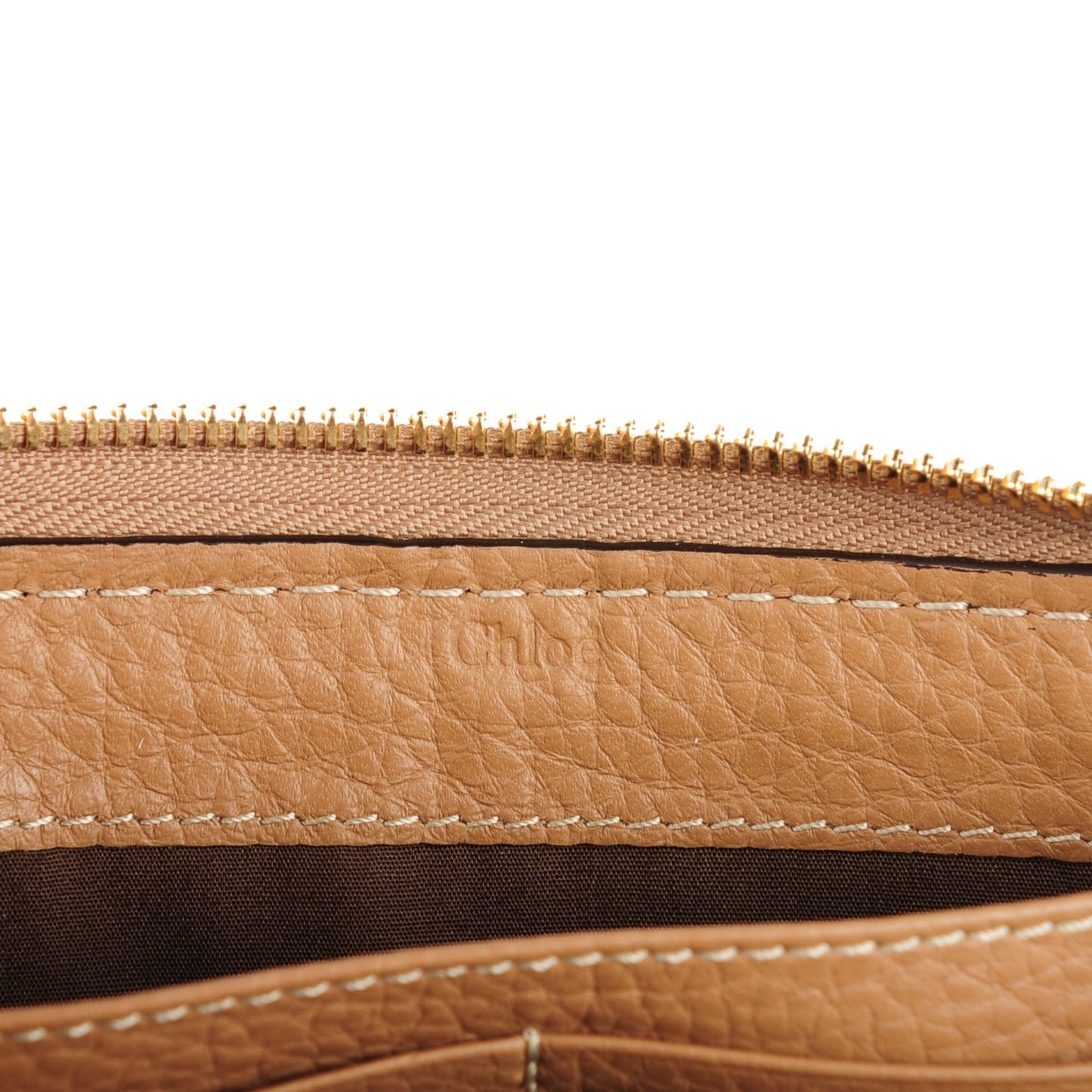 Grained Calfskin Marcie Long Zip Around Wallet Nut
