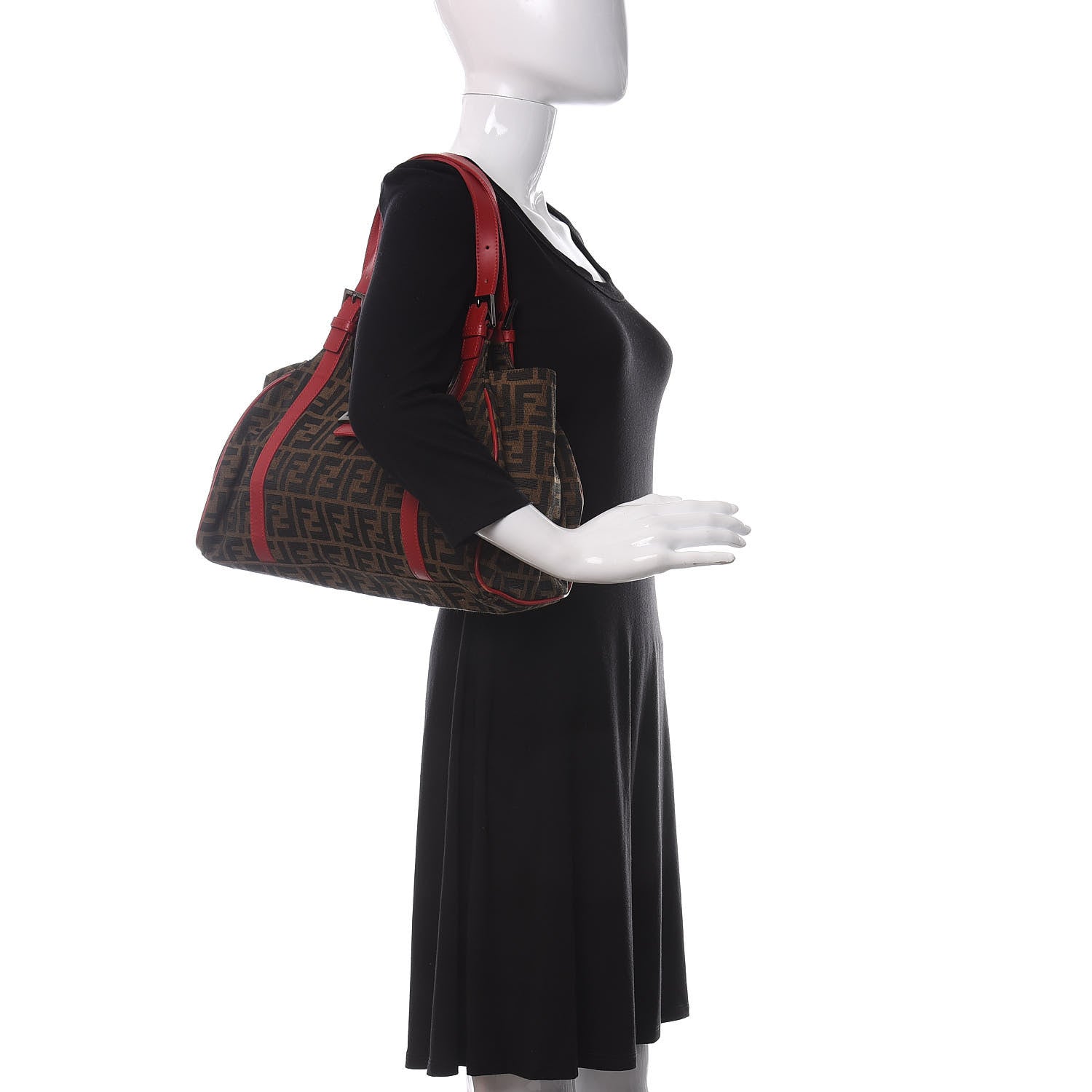 Fendi Zucca Shoulder Bag Tobacco Red 2 of 9