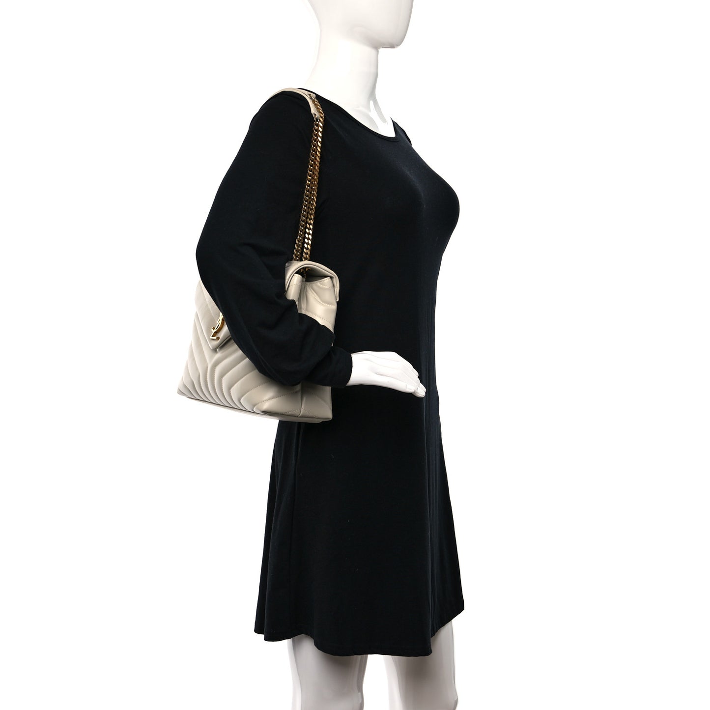 Calfskin Y Quilted Monogram Medium Loulou Chain Satchel Crema Soft