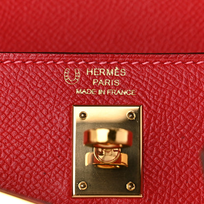 Hermes Epsom Horseshoe Kelly Sellier 25 Rouge Casaque Rose Lipstick 6 of 11