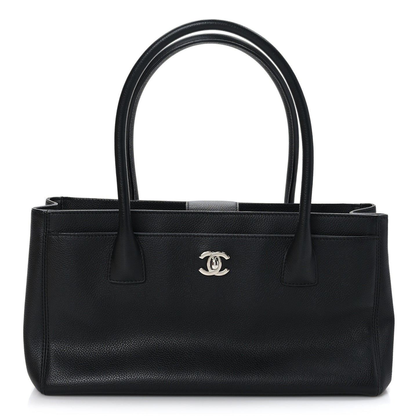 Calfskin Small Cerf Executive Shopper Tote Black