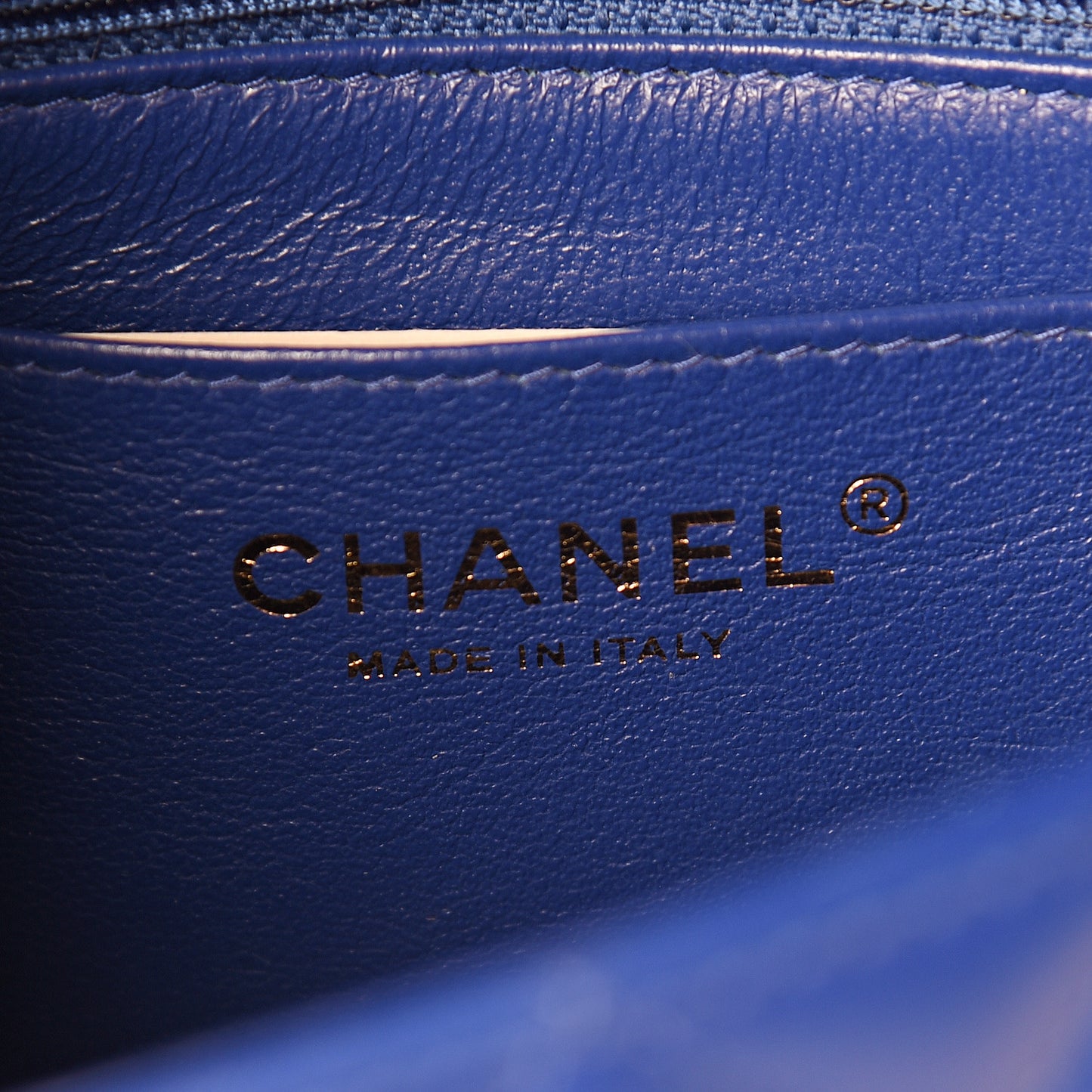 Lambskin Quilted Mini Rectangular Flap Dark Blue