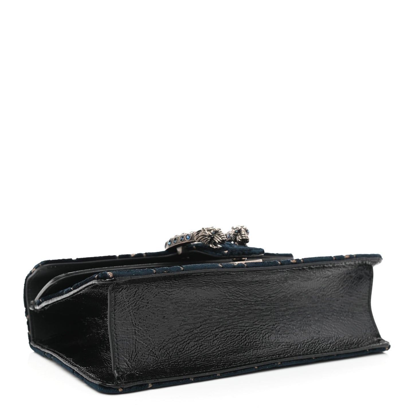 Velvet Skipper Crystal GG Monogram Small Dionysus Shoulder Bag Blue Beige Black