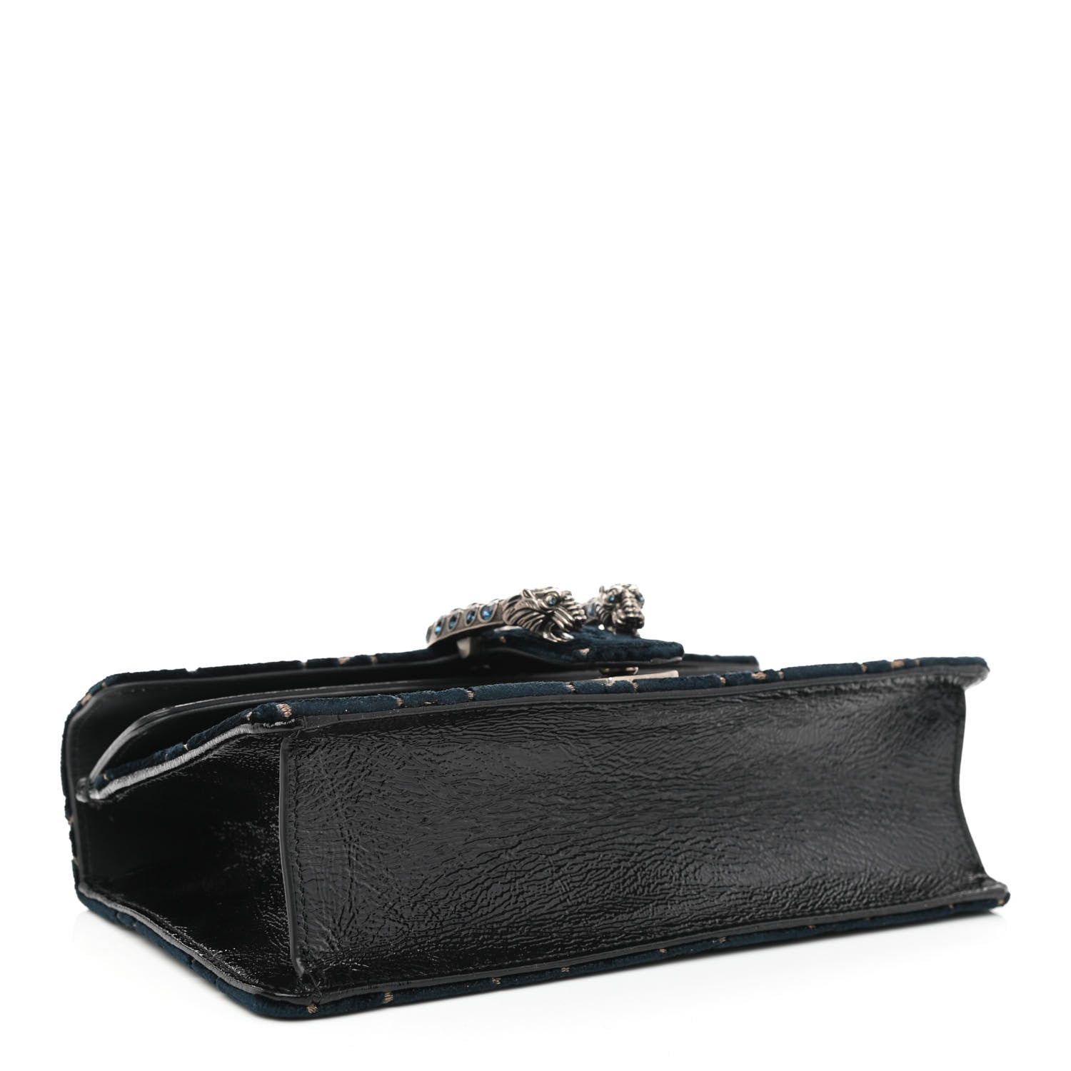 Gucci Velvet Skipper Crystal GG Monogram Small Dionysus Shoulder Bag Blue Beige Black 4 of 10