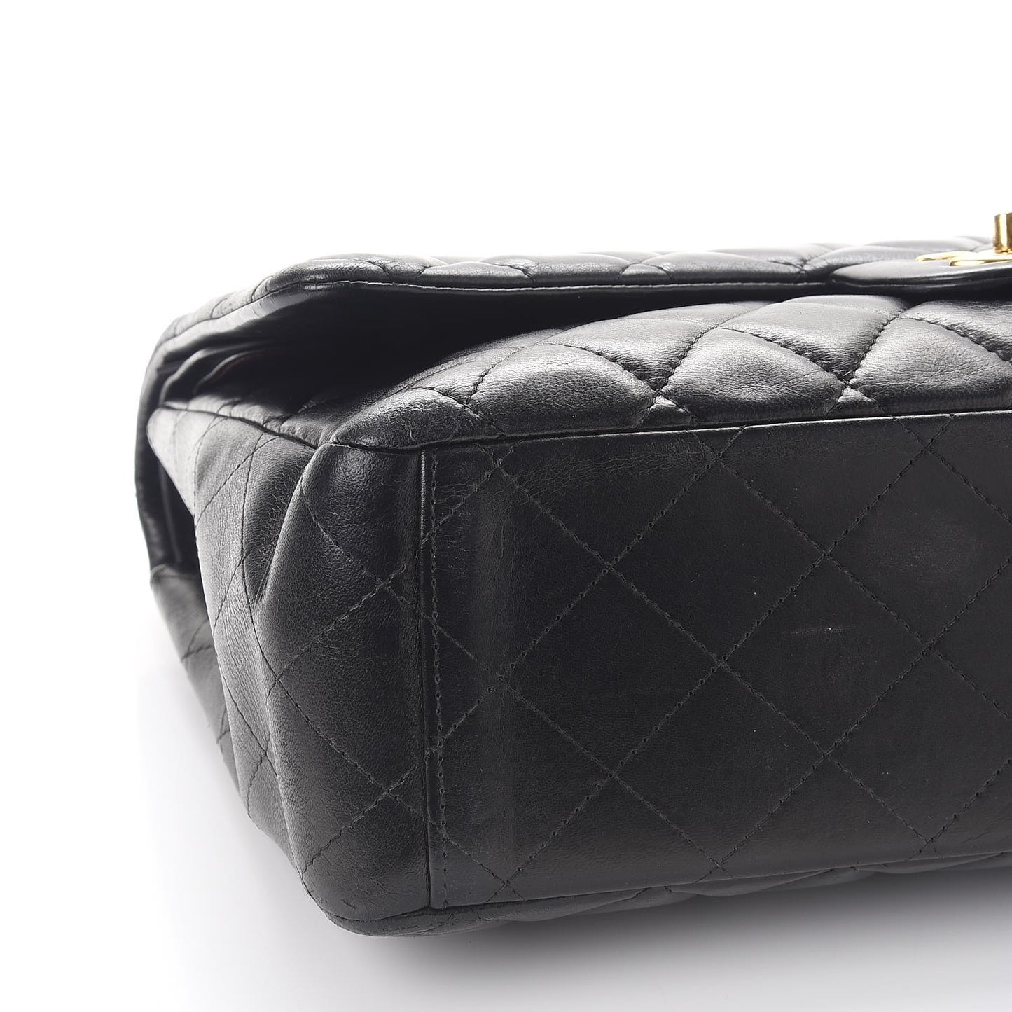 Lambskin Quilted Maxi Double Flap Black