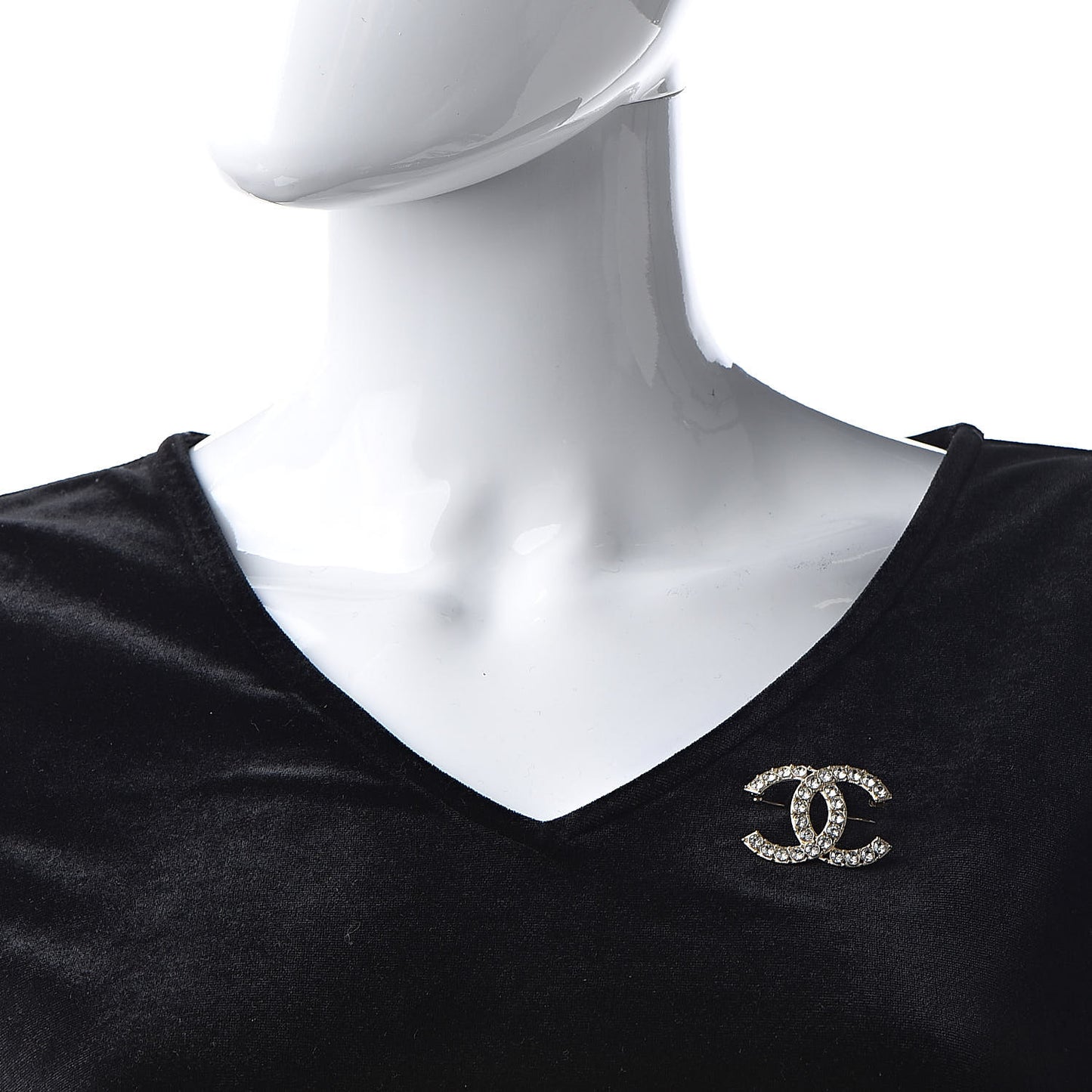 Crystal CC Brooch Light Gold