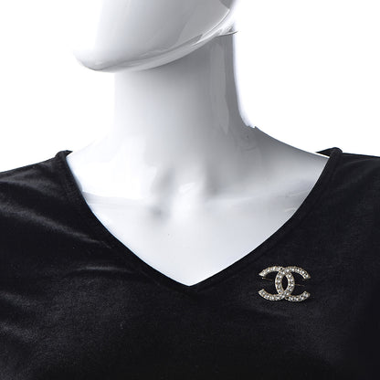 Chanel Crystal CC Brooch Light Gold 2 of 5