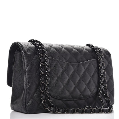 Chanel Crumpled Calfskin Quilted Medium Double Flap So Black 4 of 8