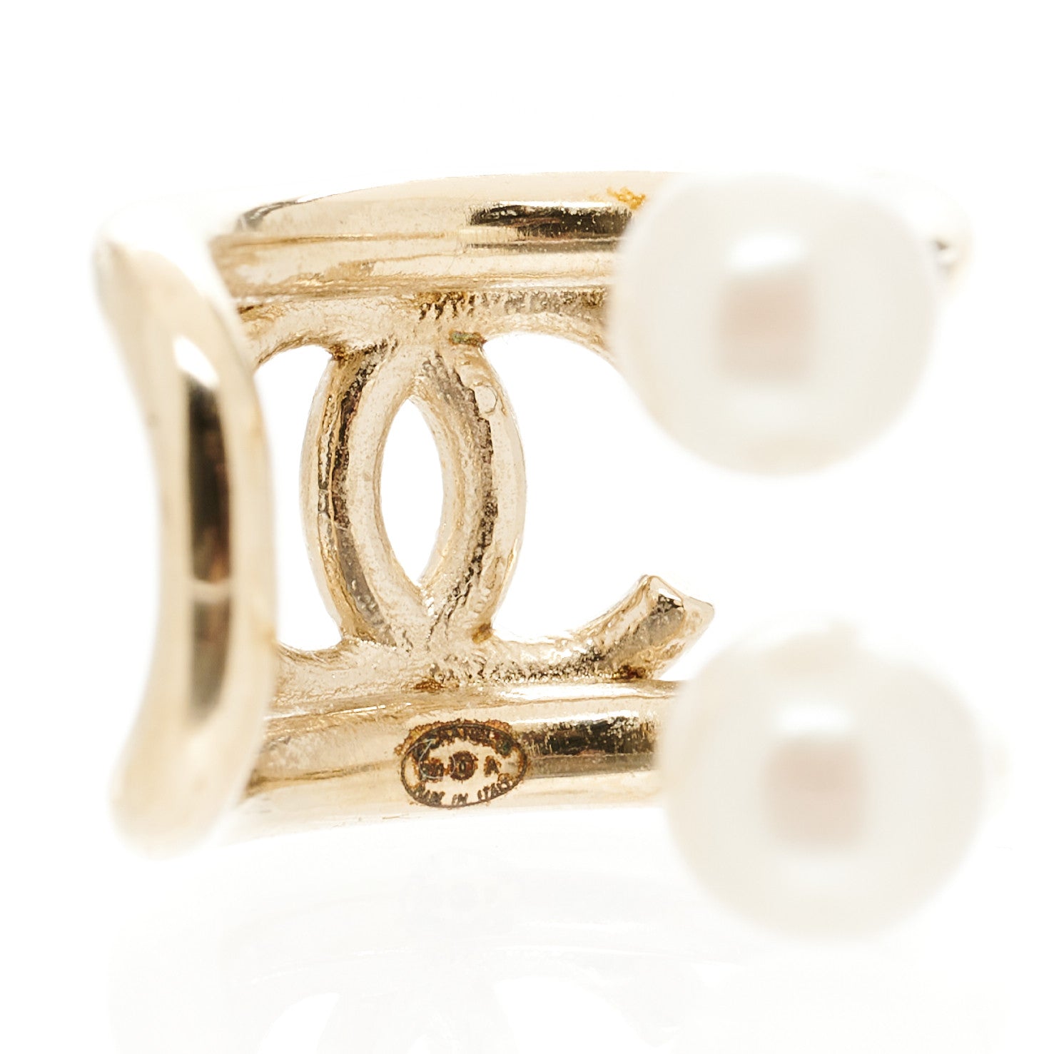 Chanel Pearl CC Single Ear Cuff Gold 5 of 5