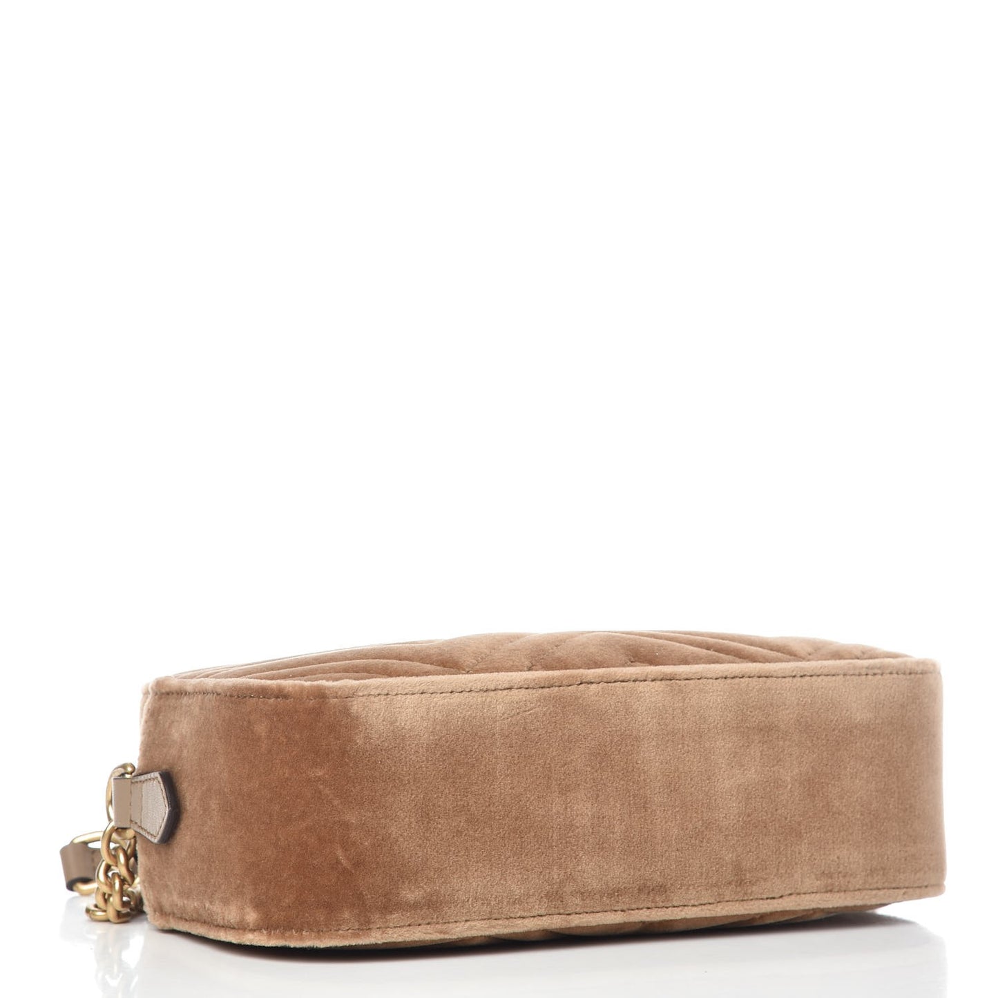Velvet Matelasse Small GG Marmont Chain Shoulder Bag Taupe