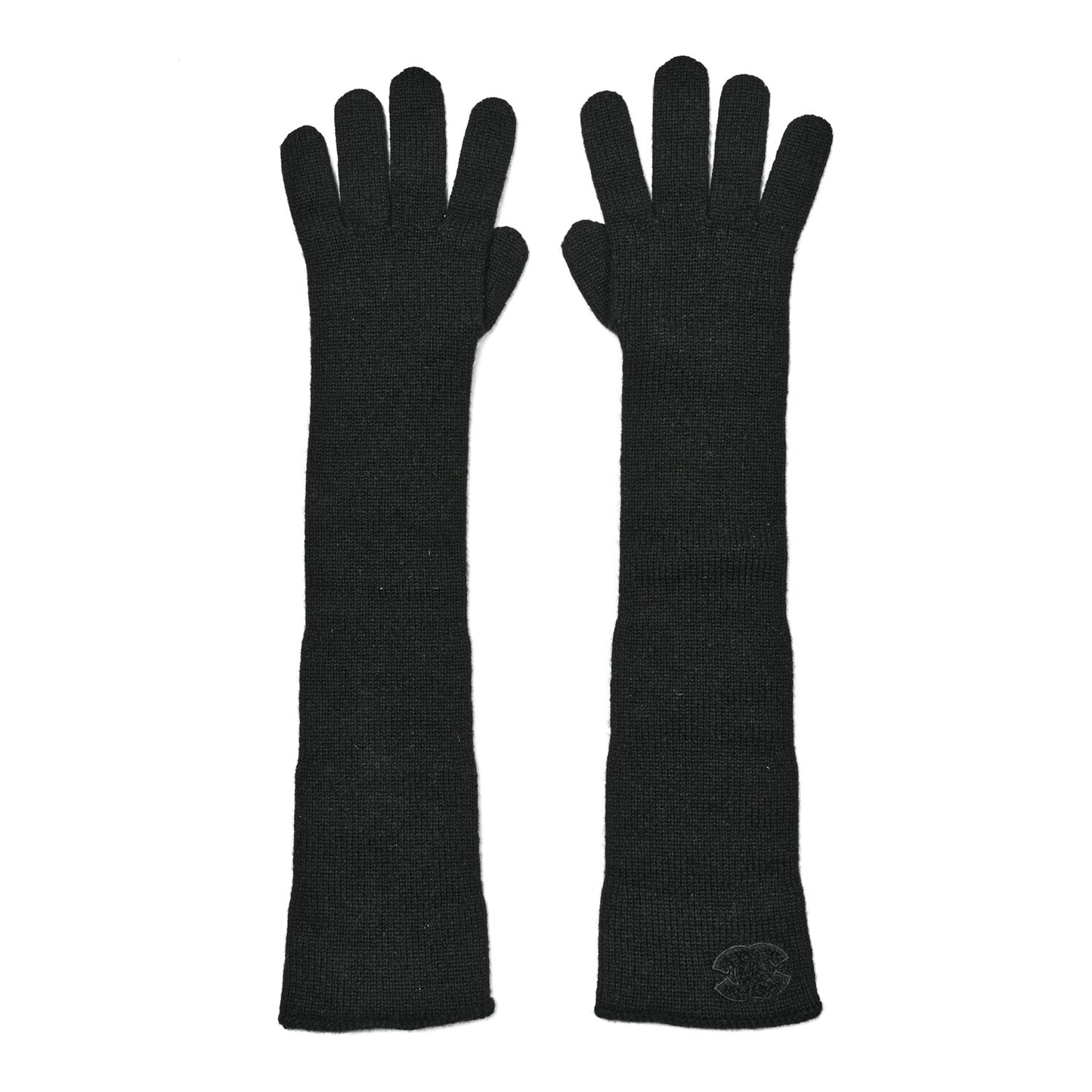 Cashmere Knit CC Long Gloves Black
