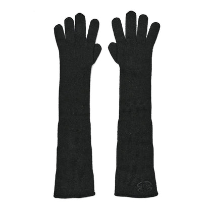 Chanel Cashmere Knit CC Long Gloves Black 1 of 4