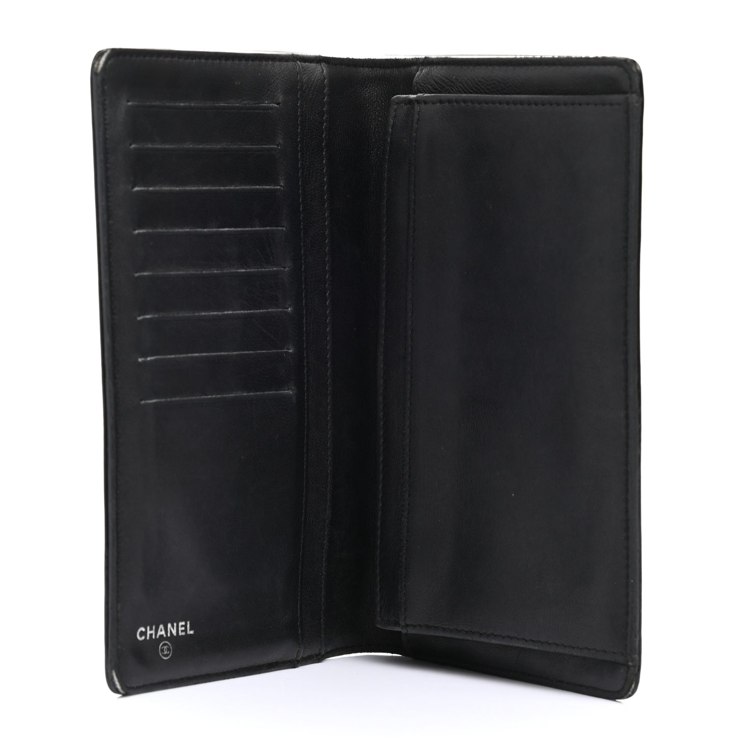 Patent Calfskin Lucky Symbols Yen Wallet Black